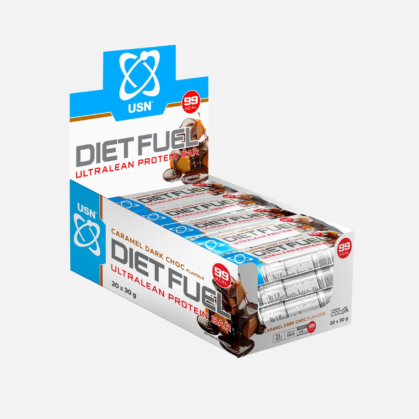 usnsa_dietfuel-99kcal_caramel_dark_chocolate_20x20g_box